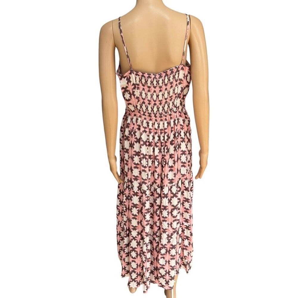Loft Sunwashed Floral Twist Tiered Midi Dress brown/pink floral pattern 12 NWT - Picture 4 of 9